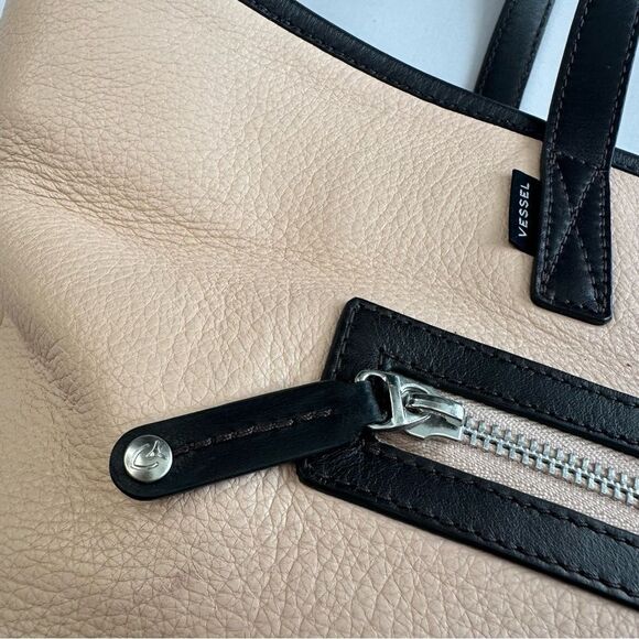 Vessel Signature Tote two tone color block blush black carryall bag purse large - Picture 8 of 12